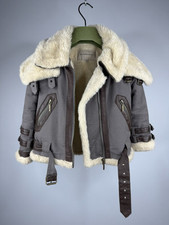 Burberry Kinder Unisex Braun Shearling/Leder Jacke Mantel Gr. 6Y