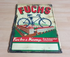 BlechSchild ? Fuchs & Komp. Zuckmantel Schlesien Fahrrad Reklame Fabrik alt