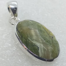 RARITÄT ECHTER NATUR Grüner Opal Katzenauge Anhänger 925 Silber 37 mm