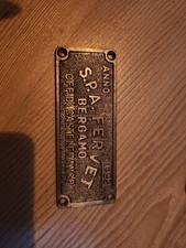 Bergamo S.p.a. F.E.R.V.E.T.  Eisenbahn Alu- Waggonschild Plakette 1992