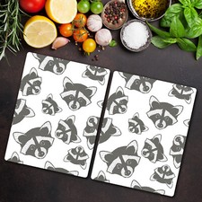 Glas Schneidebrett Herdabdeckplatten Schneideplatten 2x40x52 Waschbären Tier