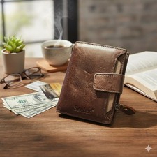 Senbos Geldbörse Braun ? Leder Portemonnaie ? Münzfach & Kartenfächer...