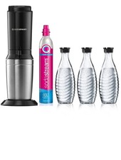 SodaStream Crystal 3.0 Trinkwassersprudler 3 Glaskaraffe u. Co2 Zylinder Schwarz