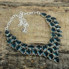 Handgefertigte böhmische Halskette aus Indikolith 925 Sterling Silber Geschenk