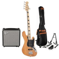 J&D JB Vintage 1975 5-String E-Bass Ahornhals Single Coil Natur Finish Rumble