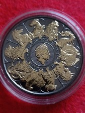 5 Pounds  Großbritannien 2021, 2 Oz Silber Elizabeth II , Black Ruthenium