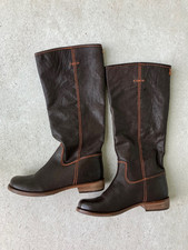 Kickers Stiefel unbenutzt ROAD MARRON FONCE Gr. 38 Leder braun orange Ziernähte