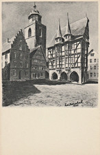 +++ ALSFELD + KOHLEZEICHNUNG + WINKEL  + RATHAUS + KIRCHE + MARKTPLATZ + MANDT