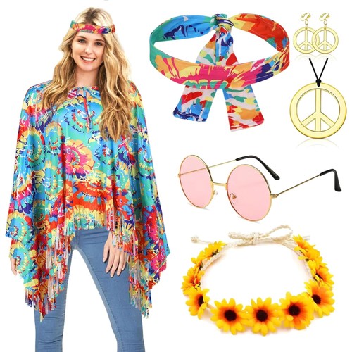 Hippie damen kostüm set - kostüm,
