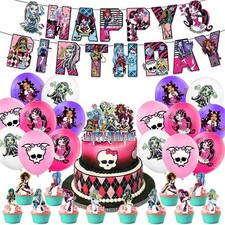 MonsterHigh Birthday Geburtstag Partyset Deko Tortenaufleger Banner Luftballon