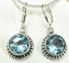 ?Blautopas Ohrhänger 925 Silber Klappbrisur, rund, facettiert– neu & edel?