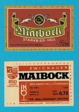 2x Bierflaschenetiketten Maibock-Bier, DDR - Zwickau/Sa.