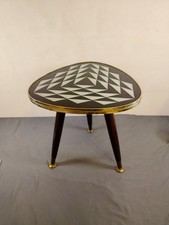 Tisch Blumenbank Beistelltisch schwarz weiss mid century vintage Geometr. Glas 
