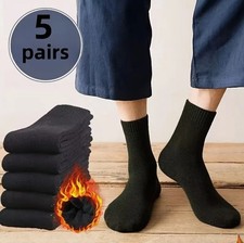 5 Paar Wärmende Fleecegefütterte  Schwarz  Socken  Größe 36 -45  Warm Winter.
