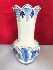 Gzhel Porzellan Vase 20cm Blau-Weiß Handbemalt Russland Vintage UdSSR