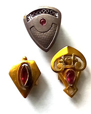 3Jugendstil Kettenschieber, Double und silberfarbenes Metall,rote Steine