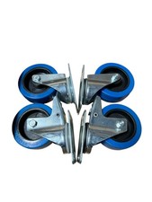 4x Industrie-Rollen Ø100 mm – Lenkrollen & Bockrollen – PU Transportrollen