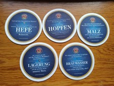 5  Bierdeckel "Paulaner" Serie: "Braukunst" / Bierfilze 