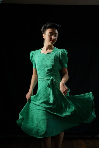 Kreppkleid 40er jahre - kreppkleid,