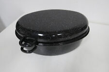 Bratpfanne Bräter  Gans und Ente  Bräter - Email -  Schwarz Gesprenkelt