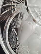 Tortenplatte mit Fuss Kristall Kuchenplatte Platte Obstdekor, wunderschön 29 cm