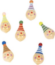 Holzkreisel Clown, 6 Stück