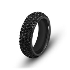 eleganter Edelstahl Ring Strass Stein Zirkon Fingerring Glitzer schwarz unisex