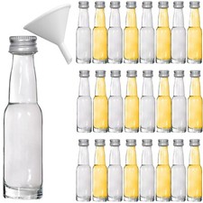 25 Mini Glasflaschen 20 ml Ölflasche Kropfhalsflasche Schnapsflaschen + Trichter