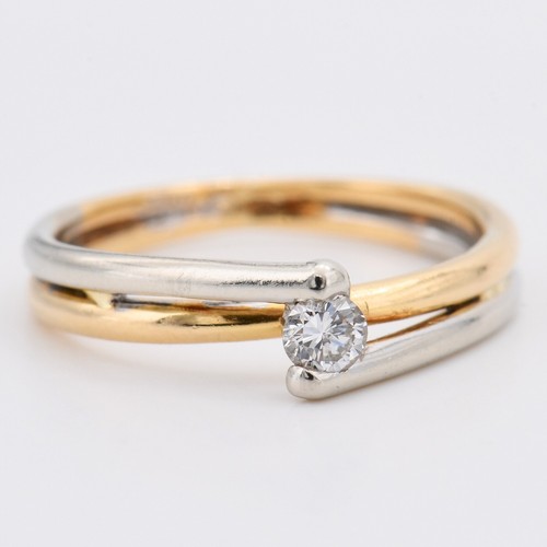 Solitär bicolor ring - 52,