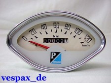 Vespa Muschel Tacho weiß Tachometer speedo 120 km/h Sprint GT GL GS VBB -  NEU
