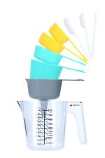1L Messkanne Tassen Löffel Set 9 Stück Stapelbar Backen Kochen Set Trichter