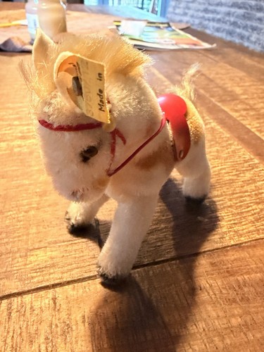 Steiff pferd weiß beige - , weiß/beige/rot