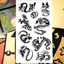 Temporäres Tattoo SET Drache Dragon Einmal-Tattoo Drachen Wasserfest Körperkunst