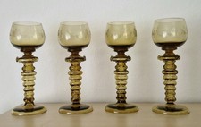 4 Theresienthal Historismus Römer Nuppen Wein Gläser Weinlaub Gravur um 1900 