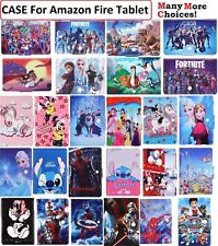 Kinderhülle für Amazon Fire HD 10 8 7 2021/22 Leder Flip Ständer Buch Smart Cover