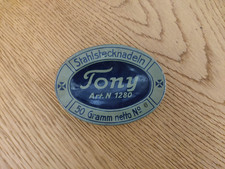 Vintage Blechdose / Blechschachtel Tony Stahl Stecknadeln Sammlerdose