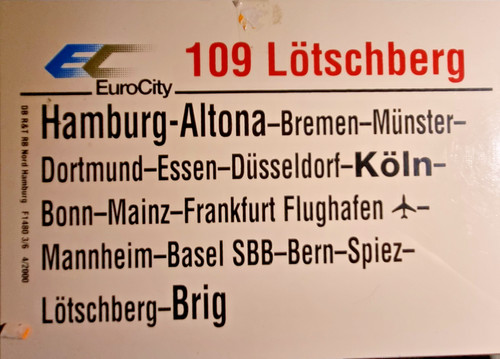 Zuglaufschild 109 - zuglaufschild,