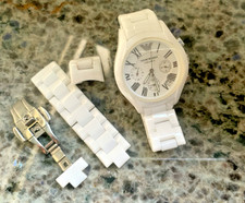 Weiße Emporio Armani AR1404 Keramik Unisex Uhr + Ersatzteile - Zustand: Super 