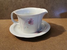 Sauciere m.Unterteller Arzberg  Corso Lilie Lila Unbenutzt Sossenterrine 12x8cm