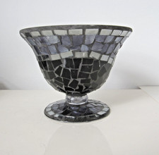 Deko-Kelch aus Glas schwarz grau silber Mosaik-/Tiffany-Stil - auch als Vase