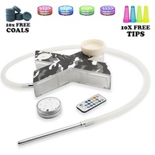 Neues Design Tragbare X-Form 1-Schlauch LED Shisha Komplettset - Camouflage