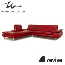 Willi Schillig Loop Leder Ecksofa Rot manuelle Funktion Recamiere Links Sofa