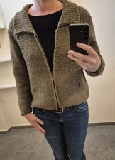 braune, dicke Strickjacke, Gr. M/L, Handarbeit