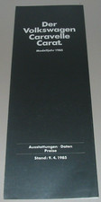 Prospekt Preisliste VW Caravelle Carat T3 / T 3 Ausstattungen Preise 04/1985