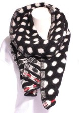 Schal schwarz weiß Punkte MARC CAIN Wolle rot 235 x 30cm  Scarf Foulard Écharpe
