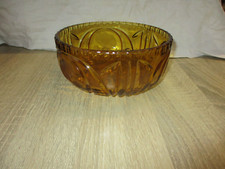 gelbe Glas - Salatschüssel mit Blumenmuster