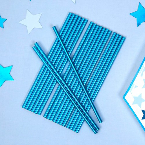 Papierstrohhalme blau metallic