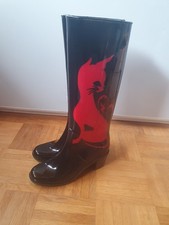 Gummistiefel mit Absatz Katze High Heels Boots Stiefel Gr 39