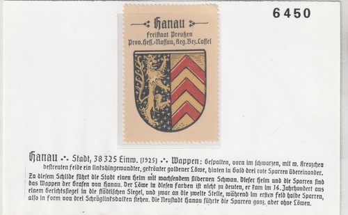 Reklamemarke wappen von hanau - von,