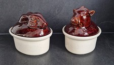 Terrine Pate Auflaufform mit Deckel * Keramik * Portugal * 2 Stück * VINTAGE